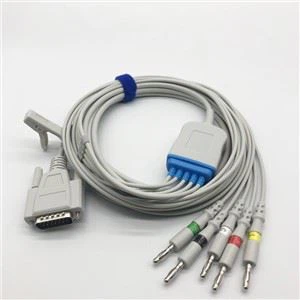 5 afledninger 15-pin Mindray EKG-kabel med bananstift